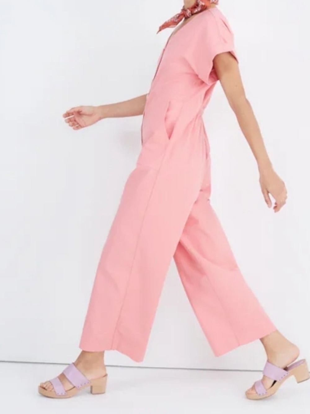 Madewell Button-Front Day Jumpsuit Romantic Coral
